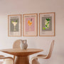 stylish cocktail prints set margarita aperol mojito arranged as gallery wall decor neutral beige colors