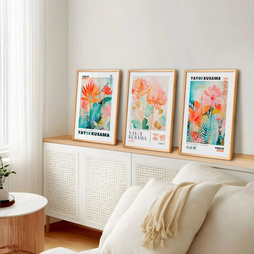 contemporary colorful flower poster set of 3 artistic modern wall art