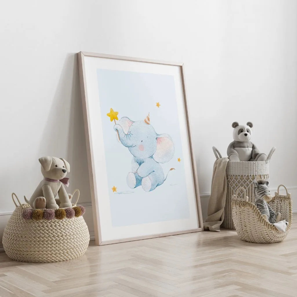 elephant magic wand poster nursery decor