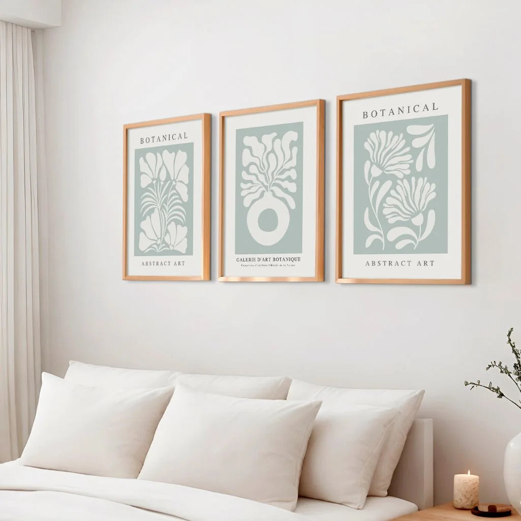 green botanical poster set wall art for modern home