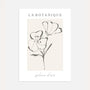 Floral line art poster with elegant minimalist botanical drawing in neutral tones