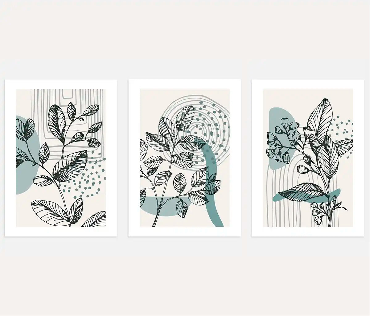 geometric botanical poster set wall art for living room