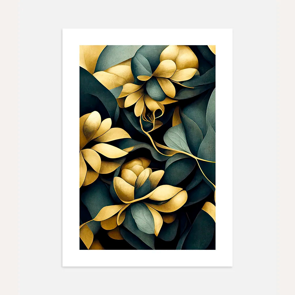 golden leaves poster botanical wall art