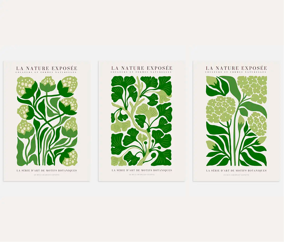 green botanical abstract poster set wall art for living room decor