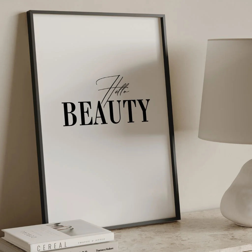 hello beauty poster black white gallery wall print