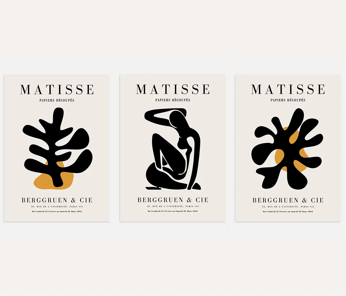 henri matisse black mustard poster set wall art