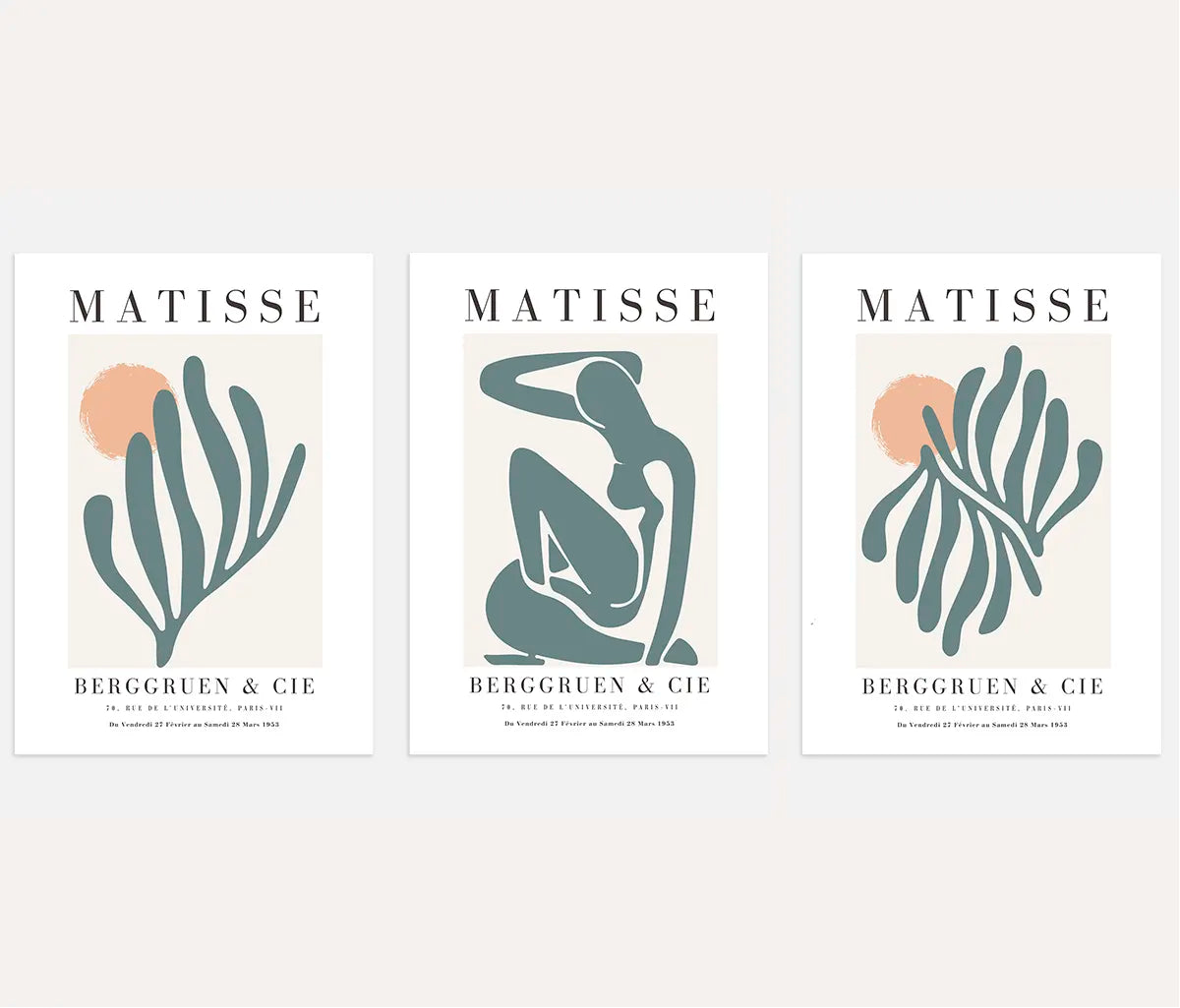 henri matisse blue green terracotta poster set wall art