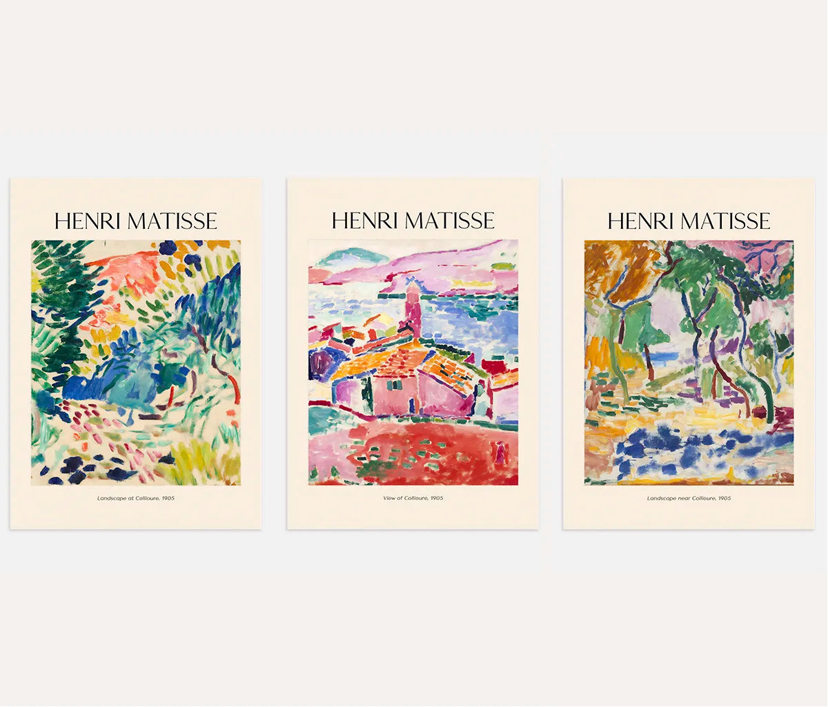 Henri Matisse Collioure landscape poster set of 3 in colorful Fauvism style wall art