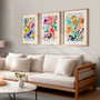 henri matisse poster set of 3 bouquet multicolor gallery wall