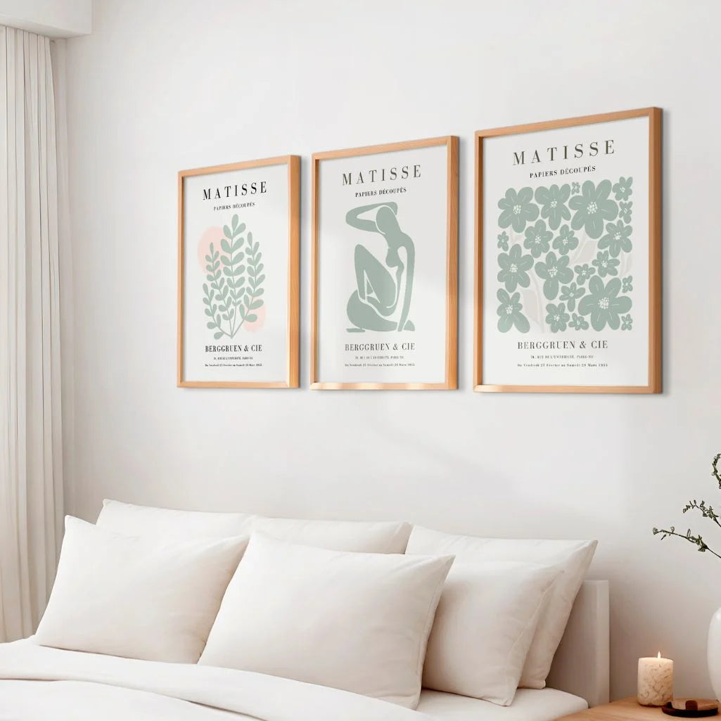 henri matisse poster set of 3 sage floral gallery wall