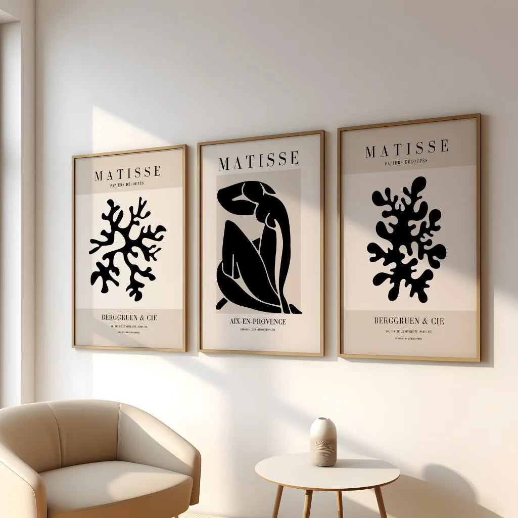 henri matisse black poster set modern office wall art