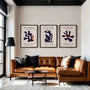 henri matisse poster set of 3 purple modern interior