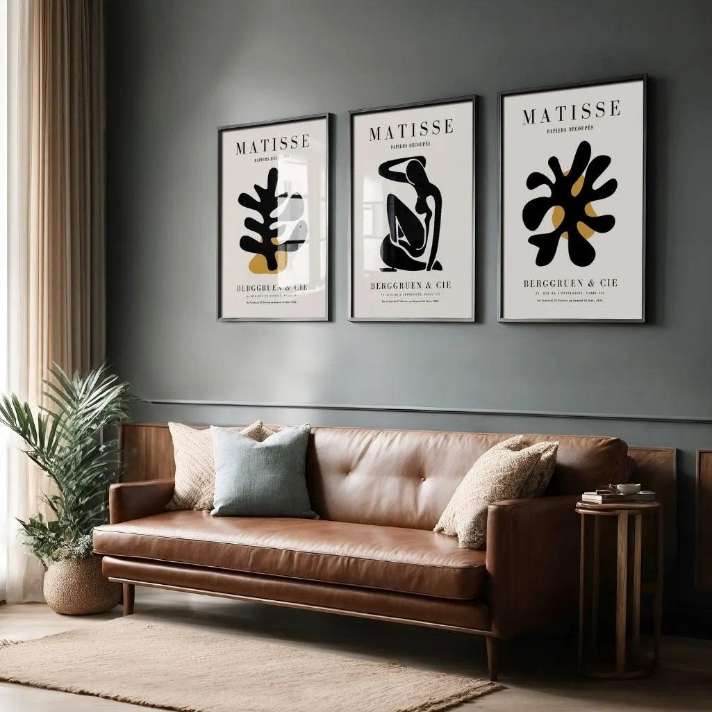 henri matisse modern statement black wall art set
