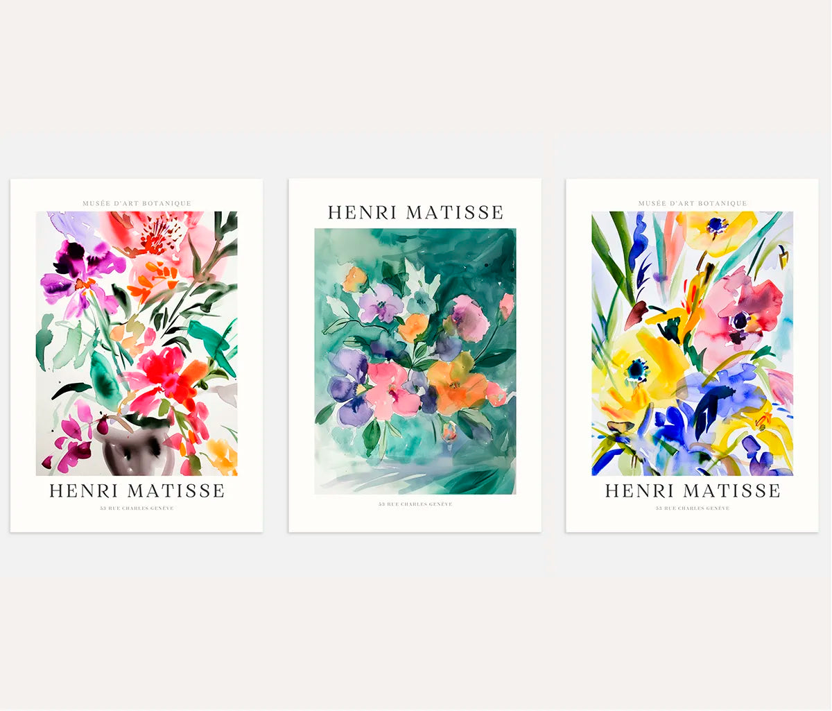 henri matisse poster set of 3 colorful watercolor floral wall art