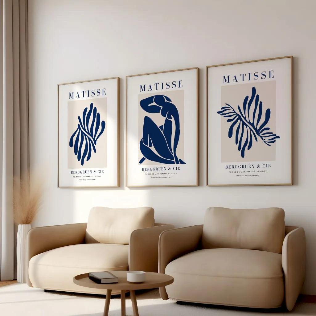 henri matisse navy poster set office wall decor