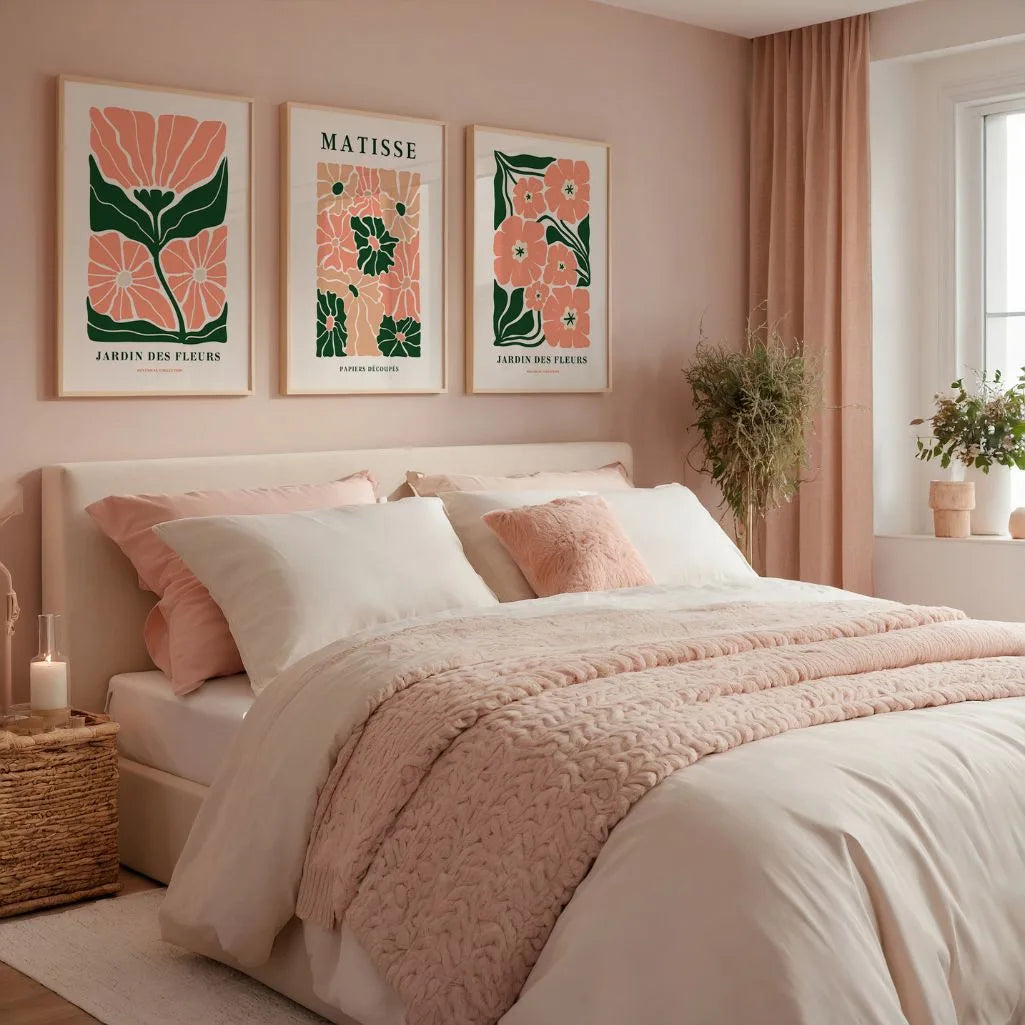 henri matisse floral poster set pink green bedroom wall decor