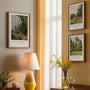 Impressionist countryside poster set by Camille Pissarro with muted green tones and natural wall art style