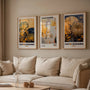 gold navy japanese floral poster set of 3 elegant botanical wall art