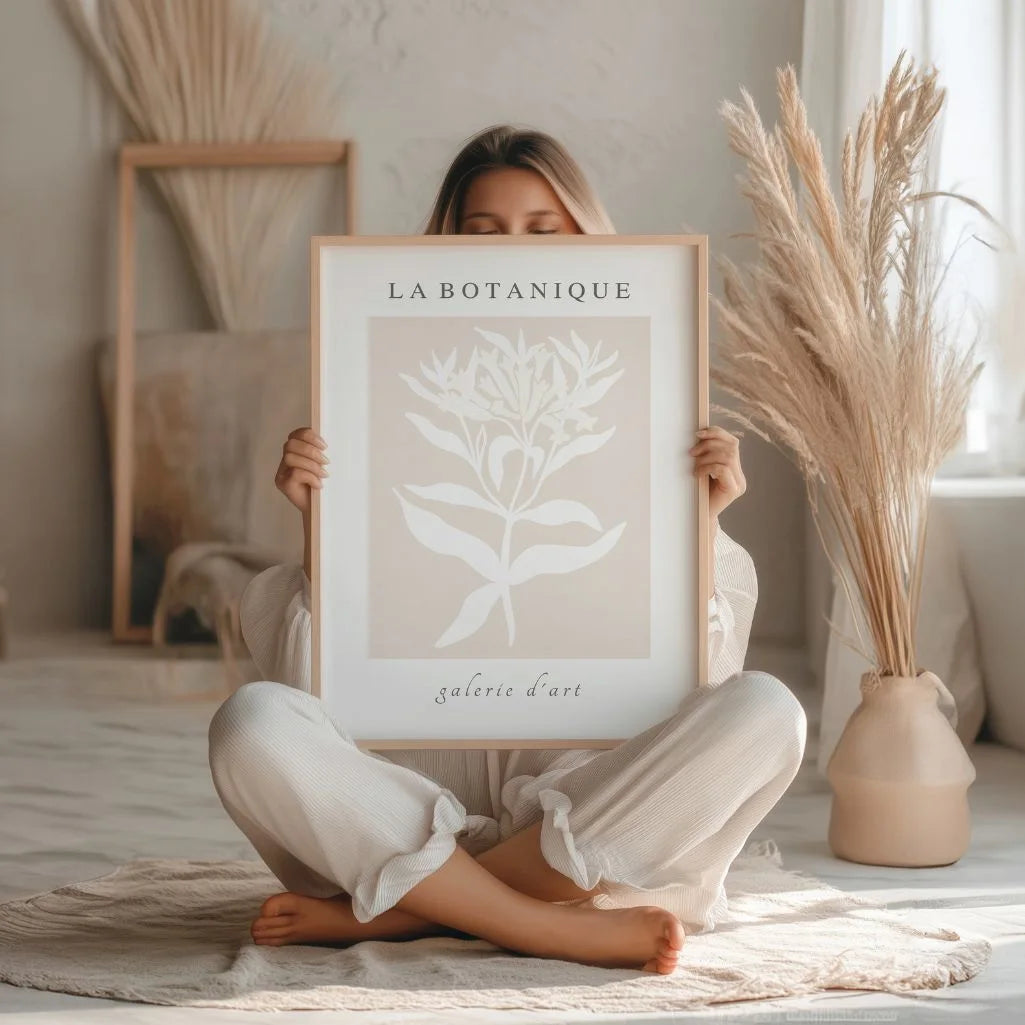 la botanique beige flowers poster bedroom neutral wall art