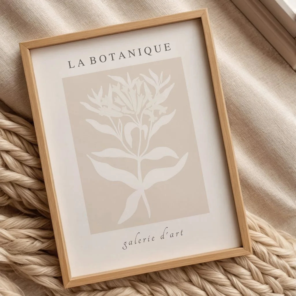 la botanique beige flowers poster gallery wall neutral art