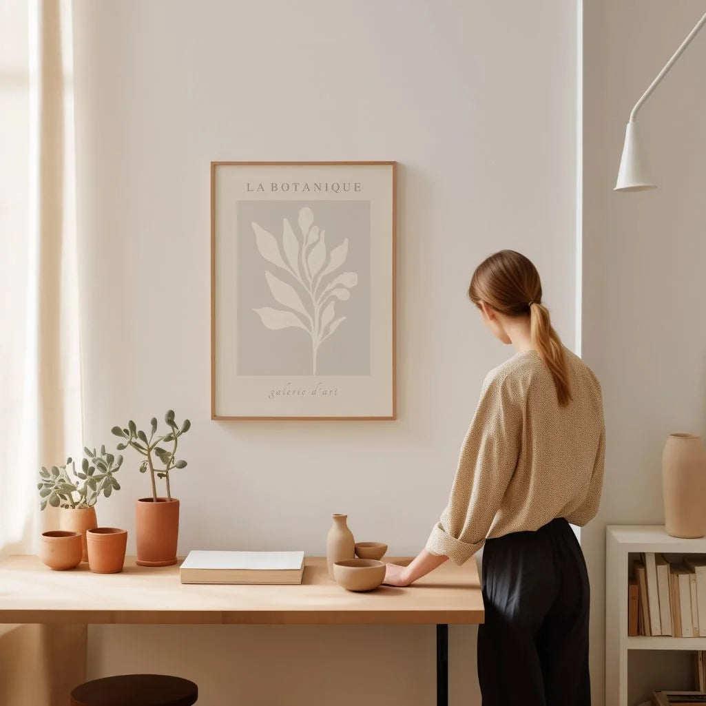 la botanique leaves poster gallery wall beige print
