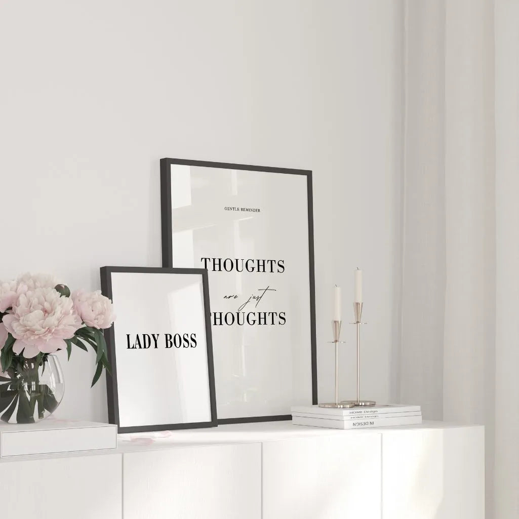 motivational typography poster in modern office interior