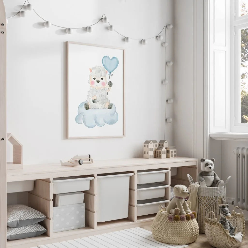 lamb cloud poster nursery decor