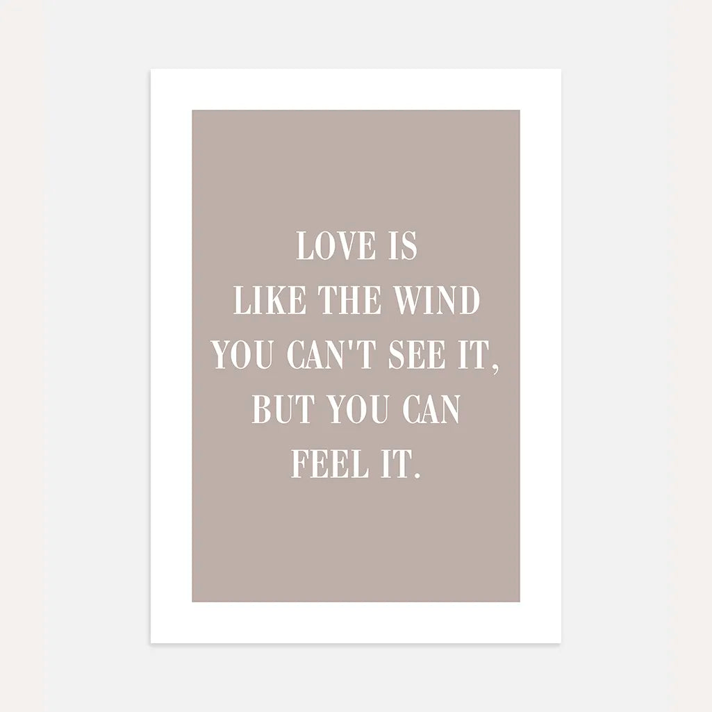 Love Is Like The Wind poster with minimalist romantic typography
