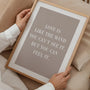 minimalist love quote wall art in a cosy reading corner