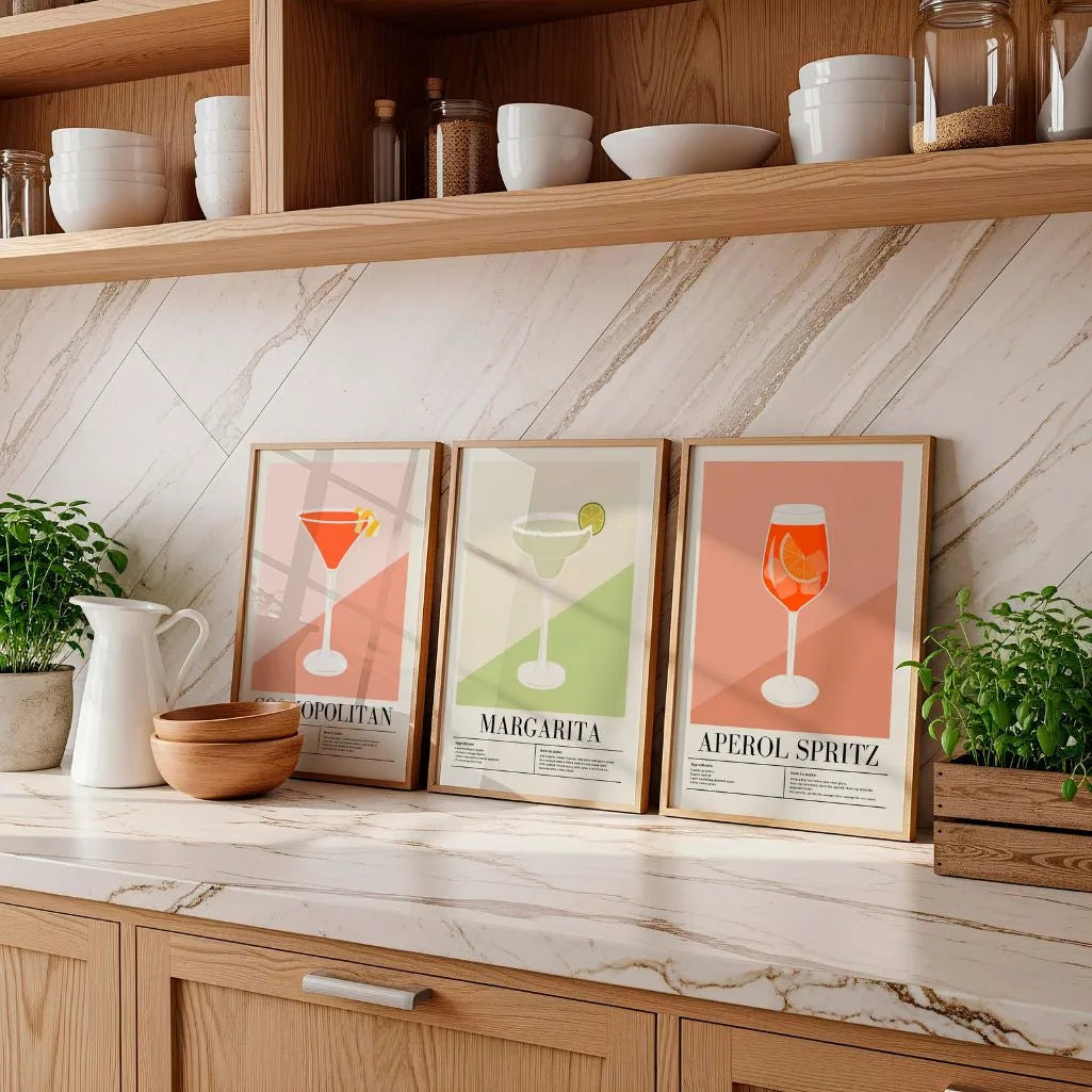 green margarita recipe cocktail poster wall art for home bar decor
