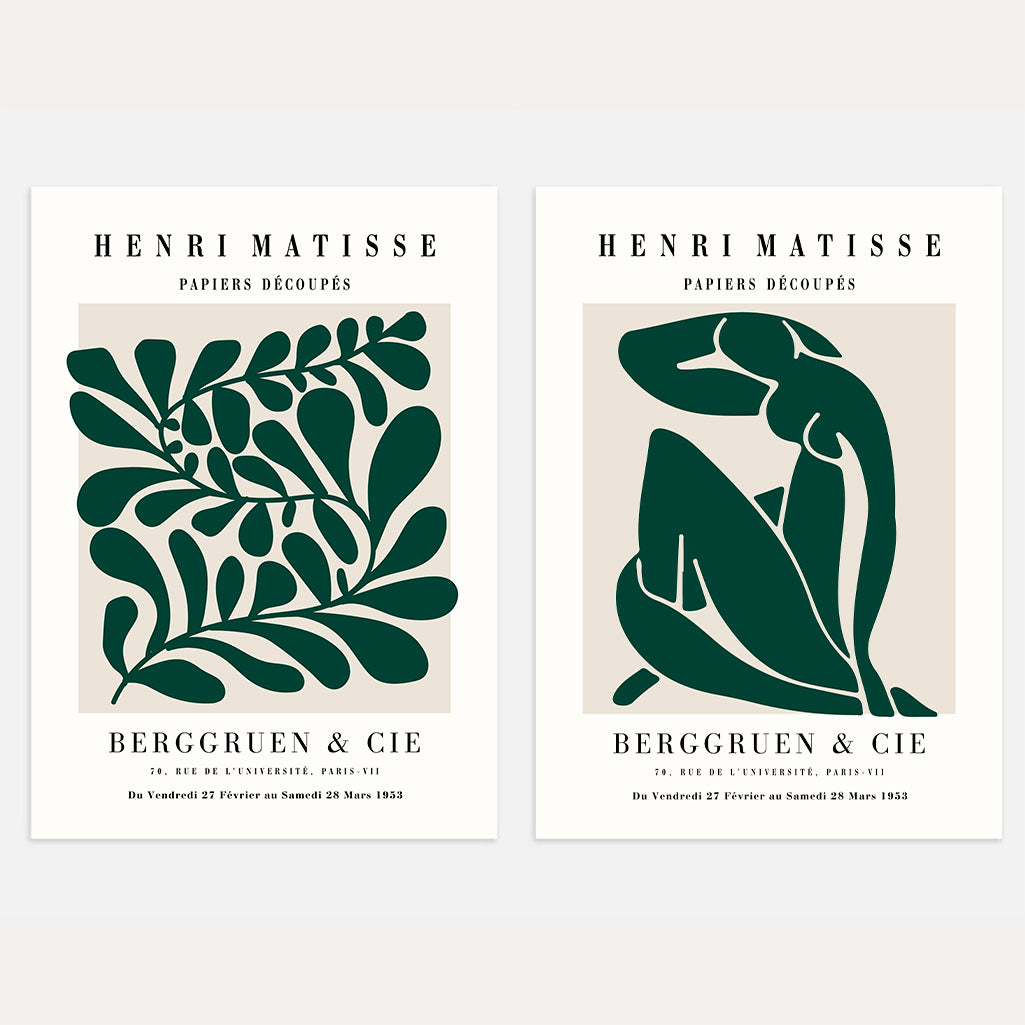 matisse deep green forms poster set of 2 wall art