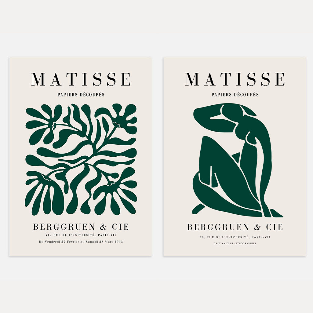 matisse green cut out poster set of 2 modern abstract wall art