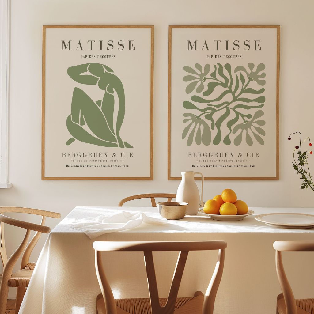 matisse green abstract poster set living room modern decor