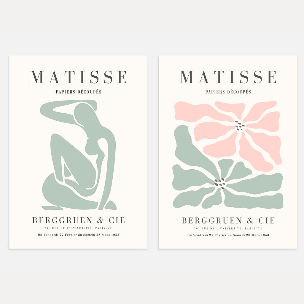 matisse pastel shapes poster set of 2 abstract wall art