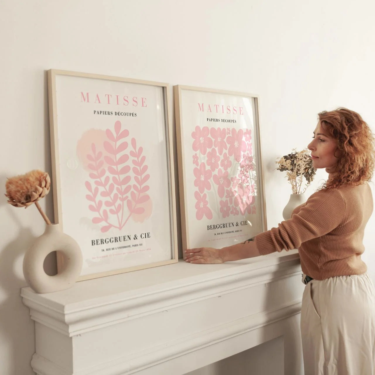 matisse pink floral poster set bedroom wall decor