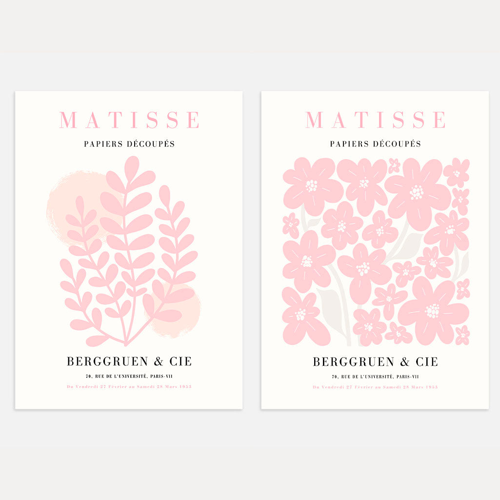matisse pink floral compositions poster set of 2 wall art