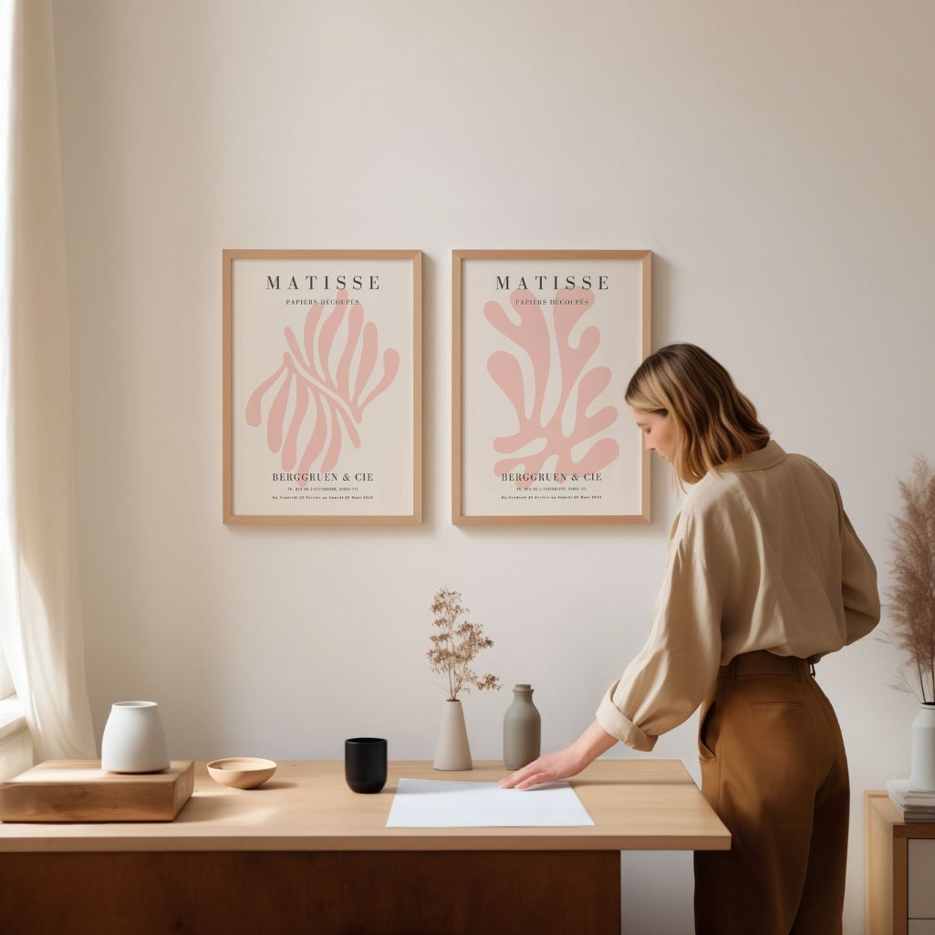 matisse pink abstract poster set living room soft modern decor