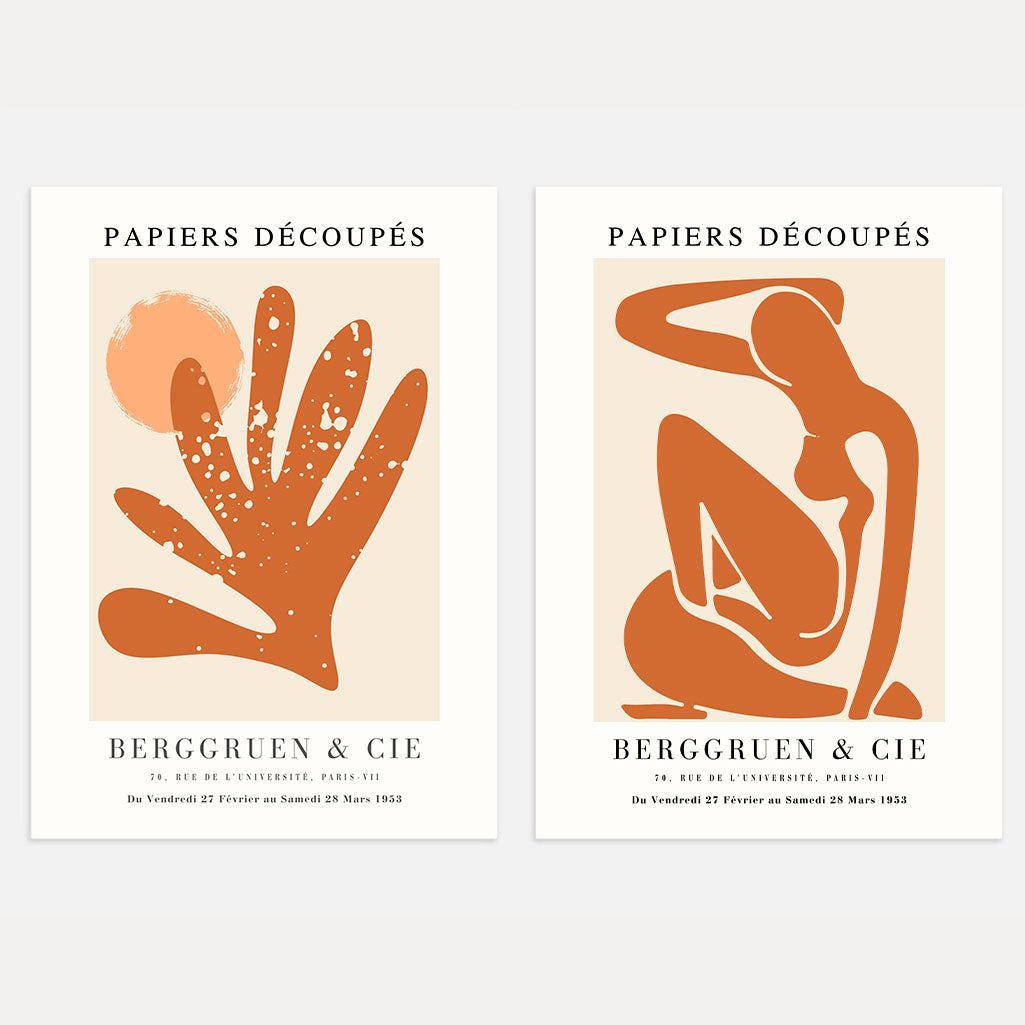 matisse warm abstract shapes poster set of 2 modern wall art