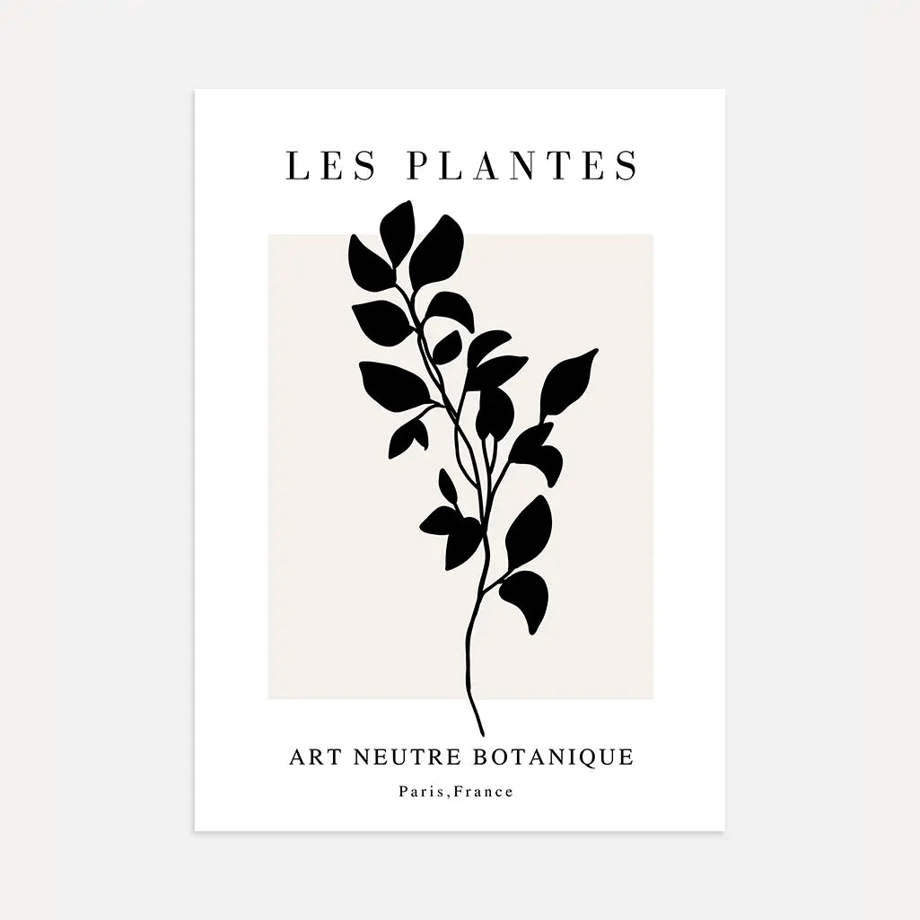 minimalist botanical branch silhouette poster black beige modern wall art