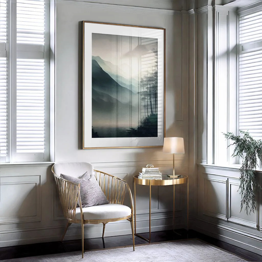 misty forest poster living room calm wall decor