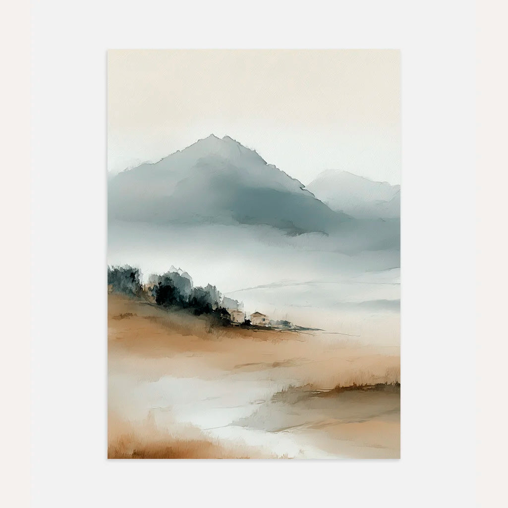 misty valley mountain poster wall art