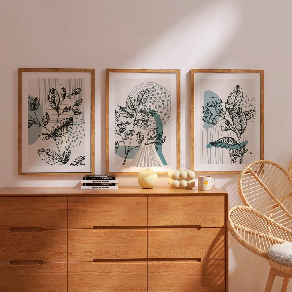 geometric plant poster set wall art for office decor