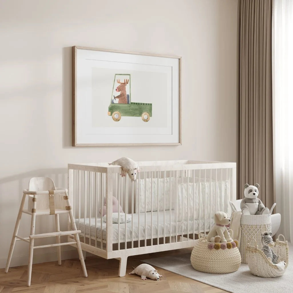 moose driving truck poster kids bedroom wall art
