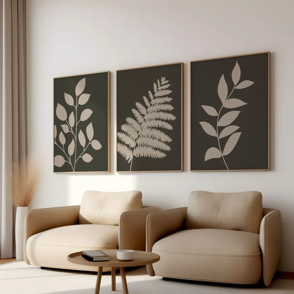 neutral botanical poster set wall art for home decor