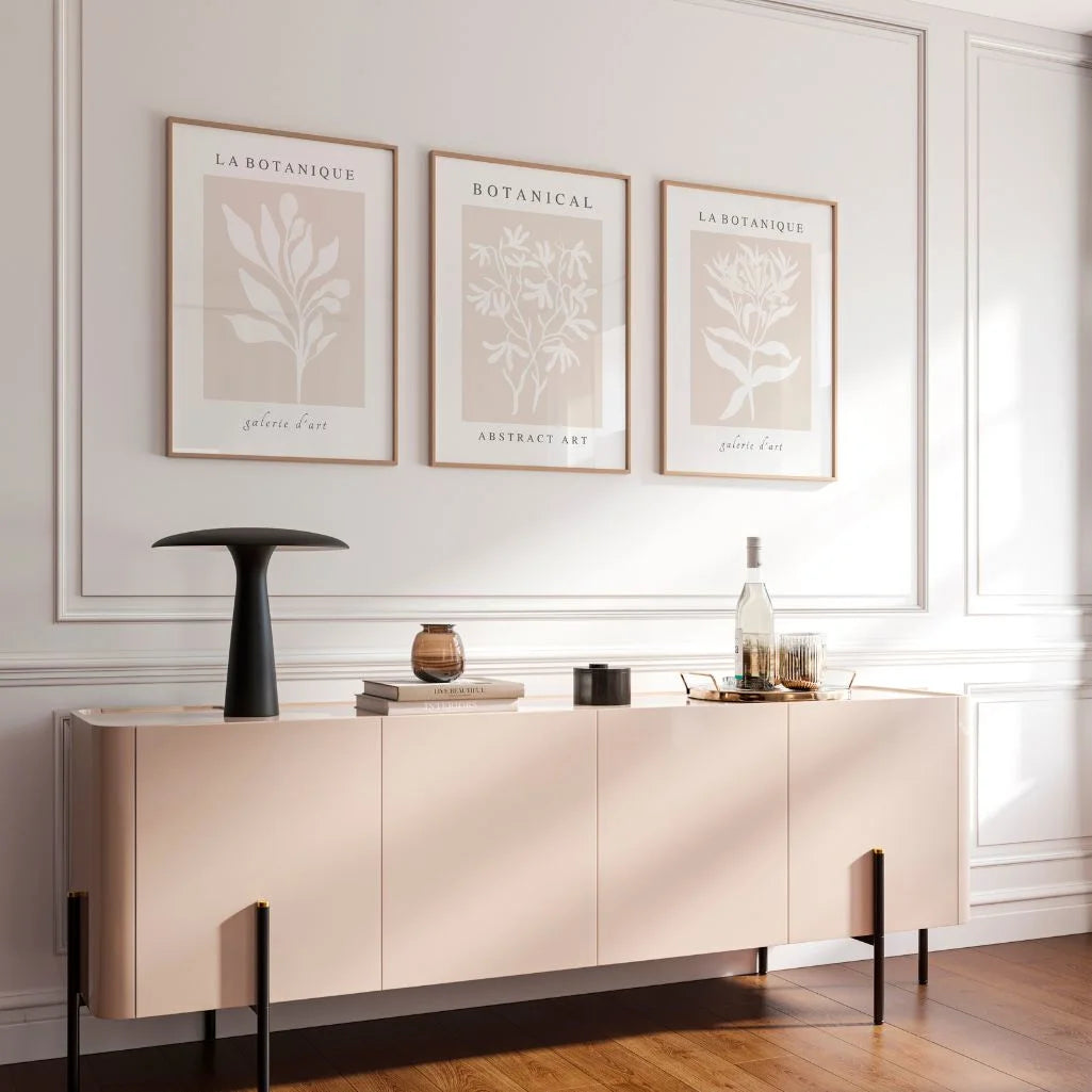 beige plant poster set wall art for modern interior