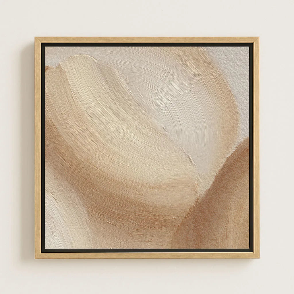 Ingelijst canvas – Beige golven