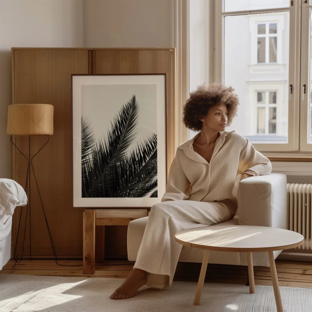 palm leaf detail minimal poster