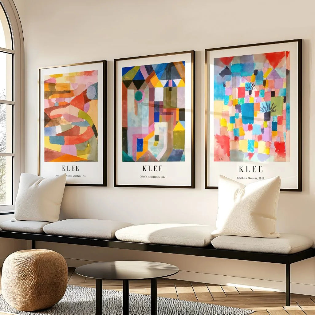 Paul Klee Bauhaus poster set with abstract colorful compositions for wall decor
