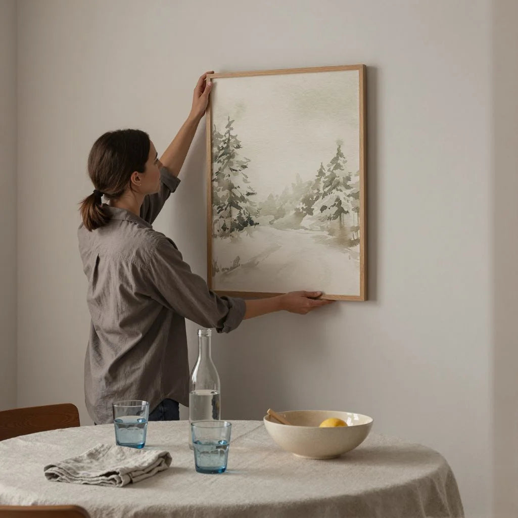 quiet winter forest poster living room neutral decor