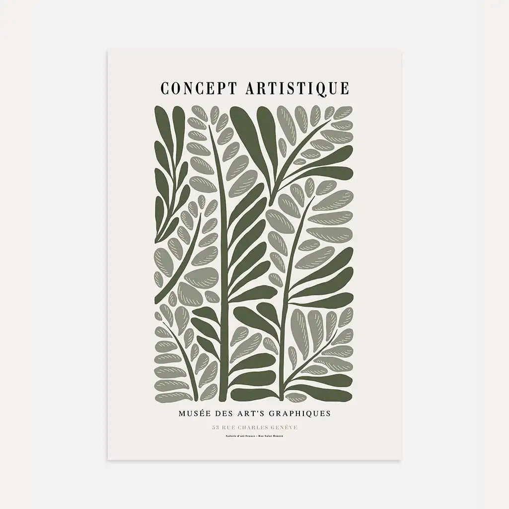 retro green leaves poster botanical wall art